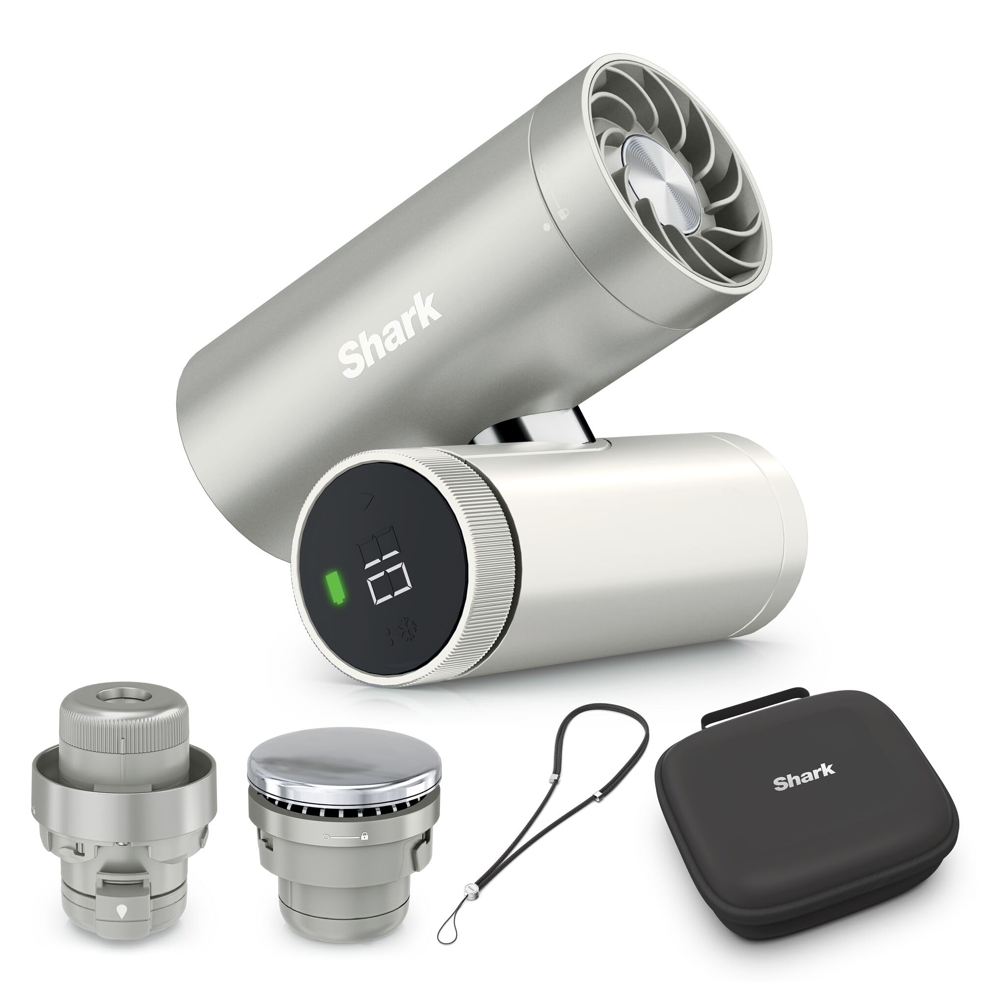 Shark ChillPill Sistema ventilatore personale ad alta velocità, nebulizzazione ultra fine e InstaChill 3 in 1, kit da viaggio, con 3 accessori di raffreddamento, bianco FA021EU