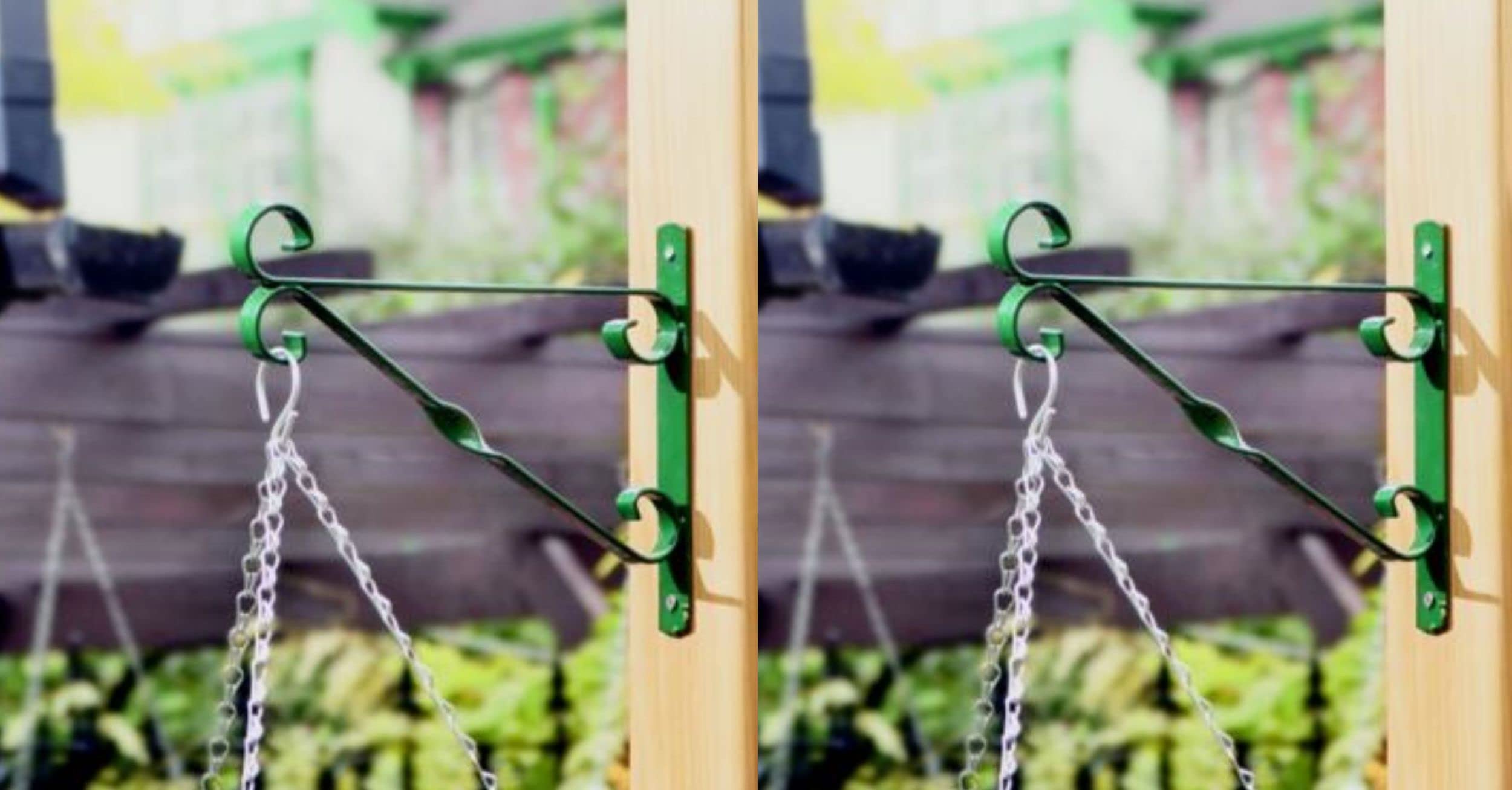 Shop4allsorts Green Set Of 2 Hanging Basket Bracket 16 Inch 40Cm Metal Flower Basket Support Hook