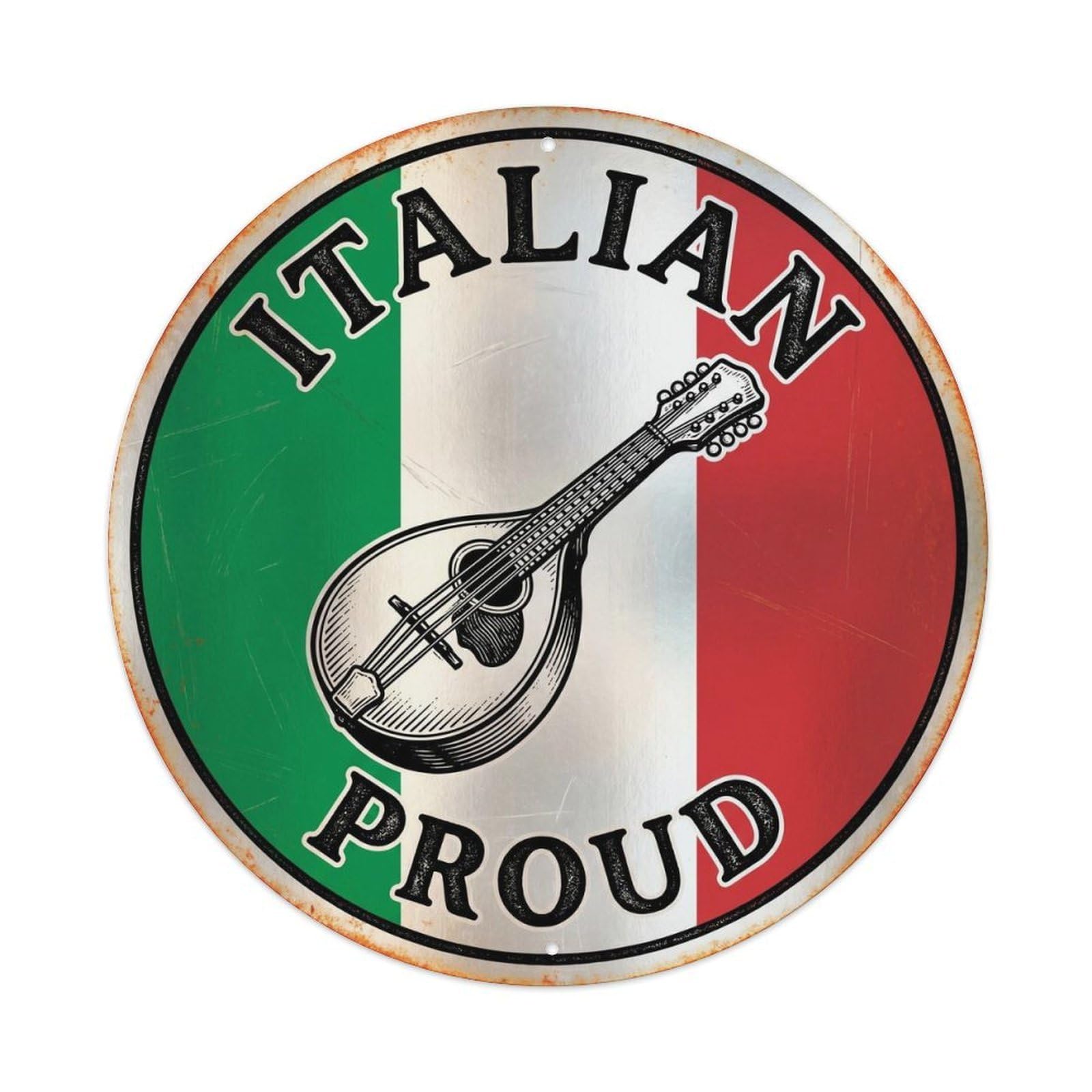 Olhnbad Style Italian Proud Mandolin Music Heritage Emblem Metal Tin Sign
