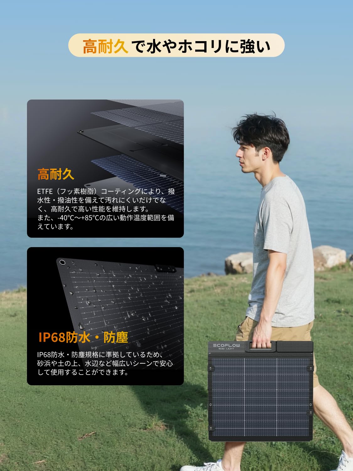 Amazon | EcoFlow 160W両面軽量 ソーラーパネル 【2025新型】ソーラー