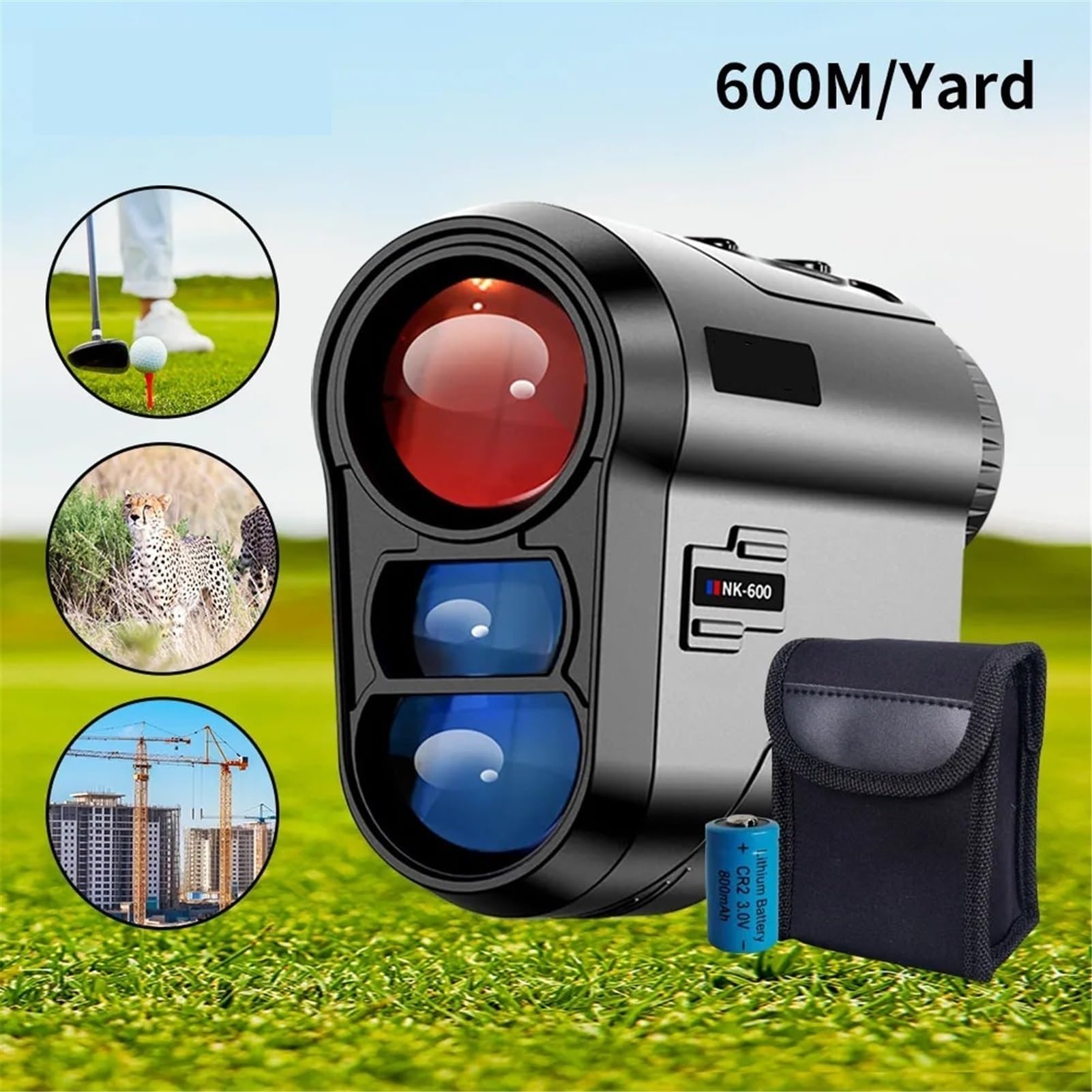 Telescopio multifuncional for telémetro de Golf, medidor de distancia de pendiente con bloqueo de bandera, apto for Monocular de construcción de caza(GRAY,1200m)