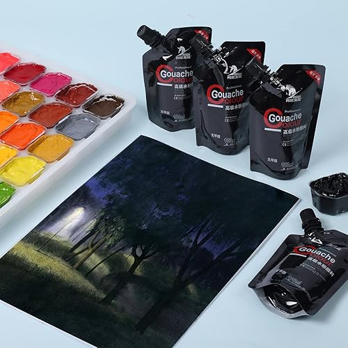 Miniatura 6 de Gouache Paint - Pintura negra para lienzo y papel, 3.4 fl oz, no tóxica, opaca