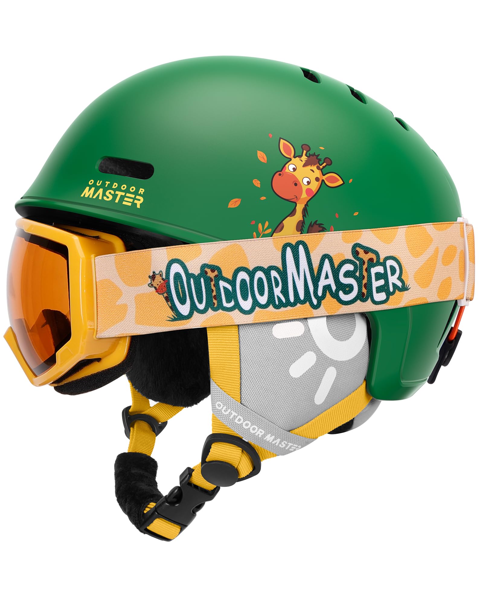 OutdoorMaster Kids Ski Helmet and Goggles Set, Snowboard Helmet, Durable PC Shell & EPS Foam, Snow Helmet 12 Cooling Vents, Dial Fit Skiing Helmet,