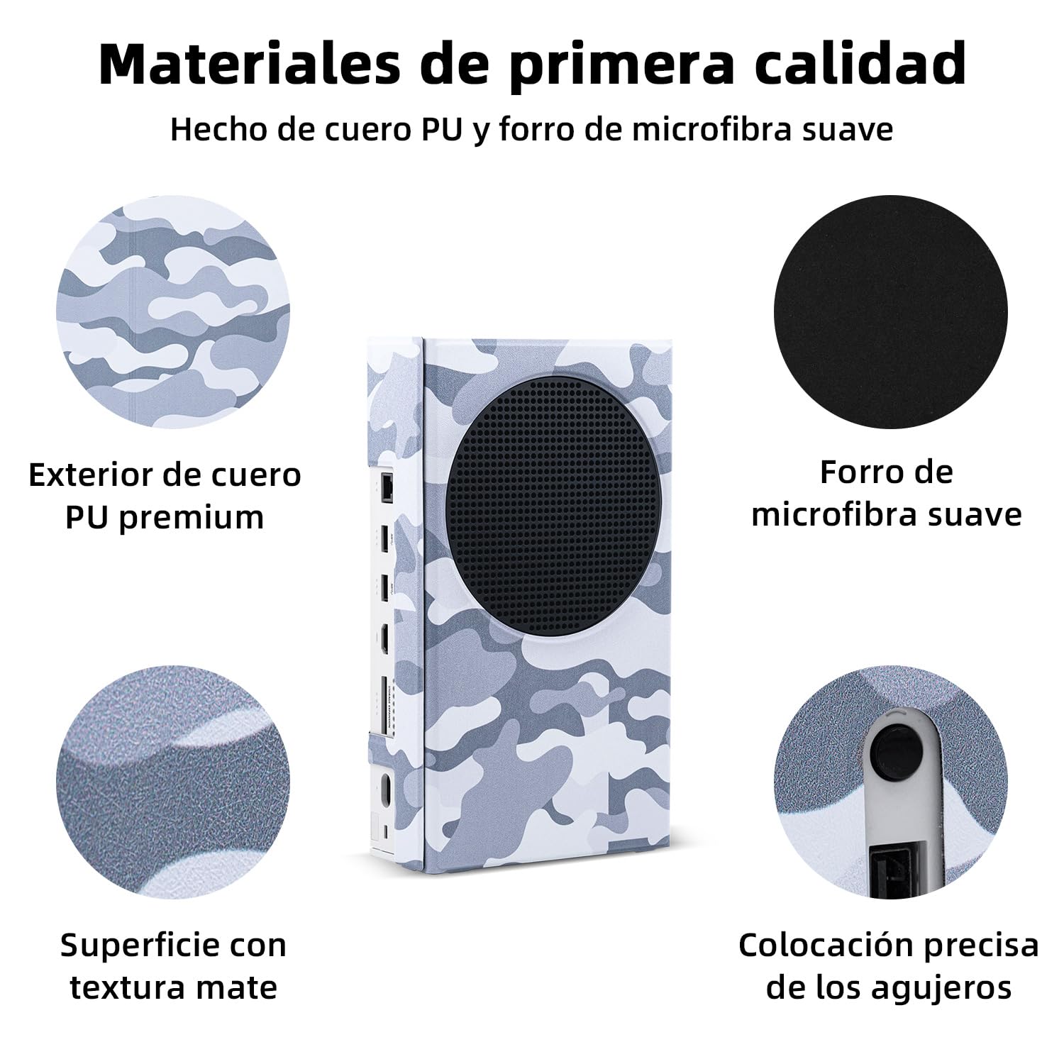 Mcbazel Smart Wraps Funda Protectora Magnética para Consola Xbox Series S, Funda Protectora con Piel Sintética de Forro Interior Suave - Camuflaje Gris