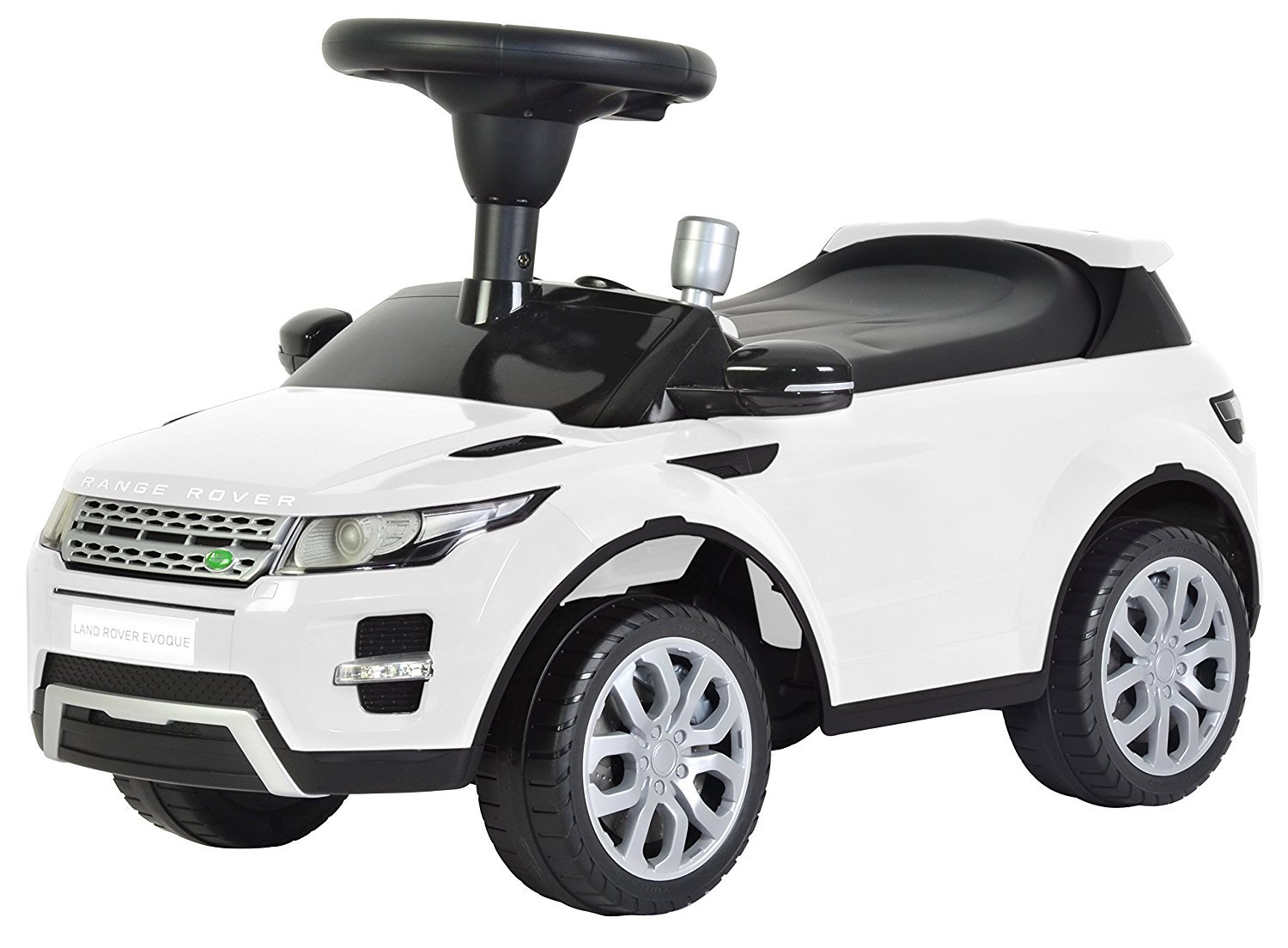 Evezo Range Rover Evoque, Ride-On Toy Car for Kids, Full Steering, Adult Push, Licensed (White)