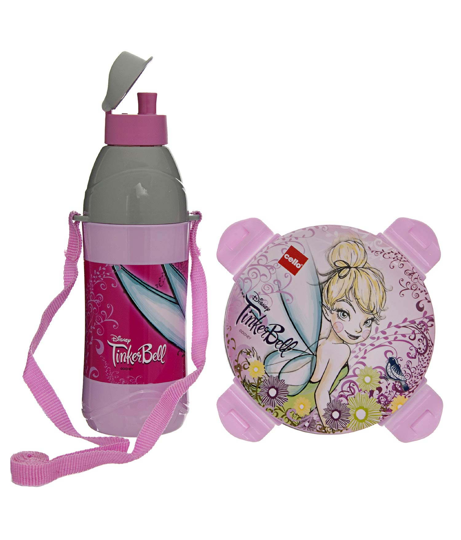 CELLO Tiffy Tinker Bell Gift Set Insulated Lunch Box & Water Bottle for Kids | Tiffin Box 460 ml, Water Bottle 400 ml, Pink & Grey | Leak Proof | Easy to Clean | Ideal for School, Picnic (B07PH1VNDB) Amazon Price History, Amazon Price Tracker
