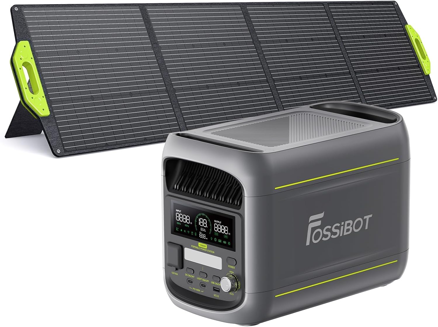 FOSSiBOT F1800 Tragbare Powerstation 1800W, 1024Wh LiFePO4 Solargenerator mit 200w solarpanel, 100W Typ-C, 0-100% Akku in 45 Min, für Camping, Wohnmobil, RV, Reisen