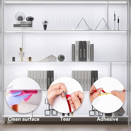 Miniatura 6 de WOBANE Tira de luz LED COB blanca con control remoto, tira de luz COB blanca de 9.8 pies, luces de gabinete regulables para cocina, techo,