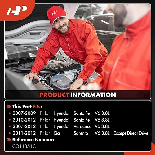 Miniatura 2 de A-Premium Compresor de aire acondicionado con embrague compatible con Kia Sorento 2011-2012, Hyundai Santa Fe Veracruz 2007-2012, 3.3L 3.5L 3.8L