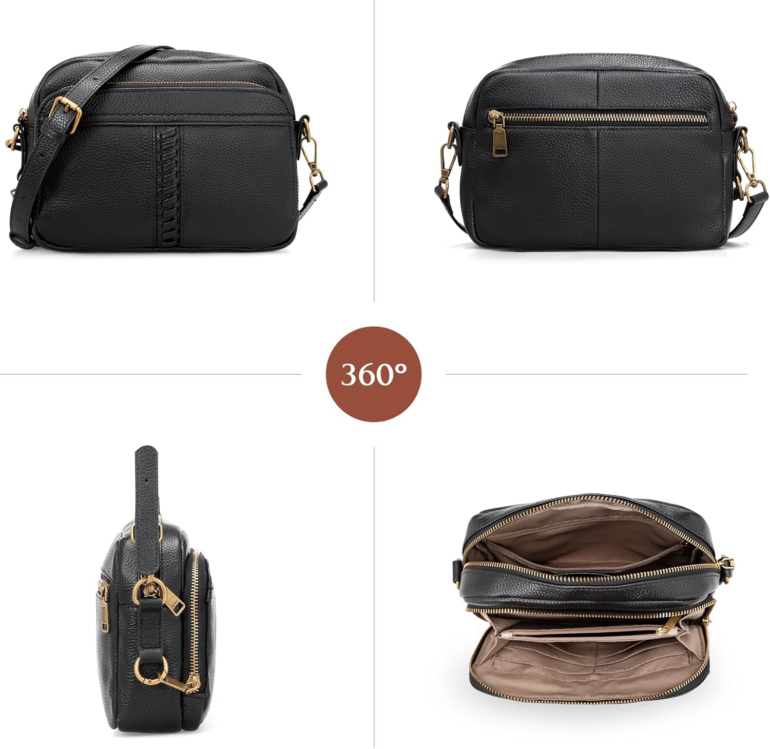 befen Genuine Leather Crossbody Bag for Women Anti Theft Purse and Hangbags with Built in RFID Wallet - Image 8