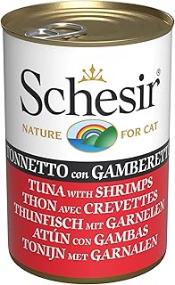 Schesir, Nassfutter für Erwachsene Katzen mit Geschmack Thunfisch mit Garnelen zubereitet in weichem Gelee - insgesamt 0,84 kg (6 Dosen à 140 g) product image