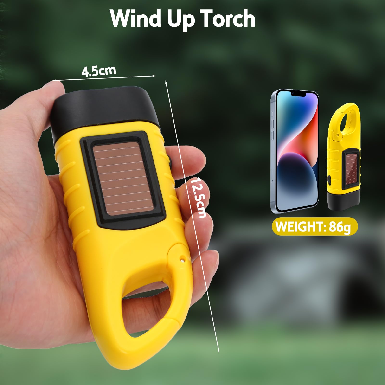 2PCS Wind Up Torch LED Portable Hand Crank, Solar Powered Rechargeable - View #6