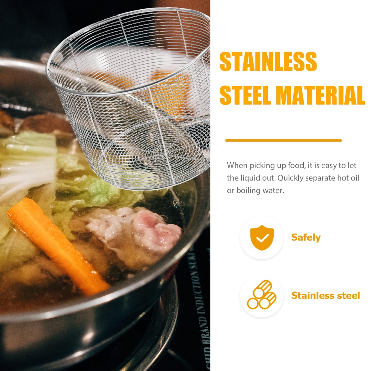SHERCHPRY Colapasta Caldo Cesto Appeso Per Pentole Calde Scolapasta Da Cucina Per La Pasta in Acciaio Inox Ragno in Rete Da Cucina Acciaio Inossidabile Cibo Tagliatelle Sottili
