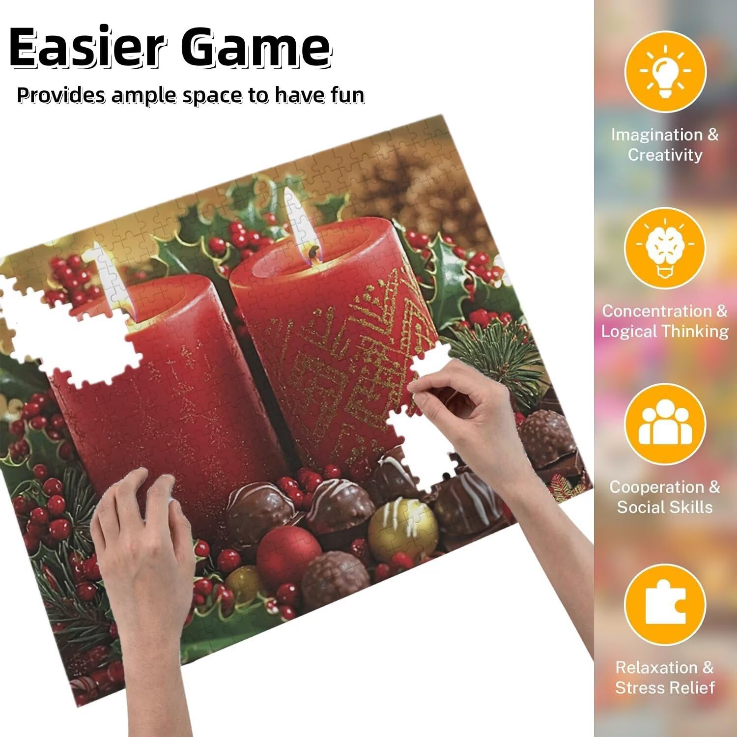 Puzzle dla dorosłych 5000 elementów Puzzle Boże Narodzenie Świeca 105,5 x 156,5 cm-Gra edukacyjna-Puzzle Wyzwanie Gra edukacyjna, Puzzle dla kobiet, Prezenty dla mężczyzn Dekoracja-Idealna aktywność