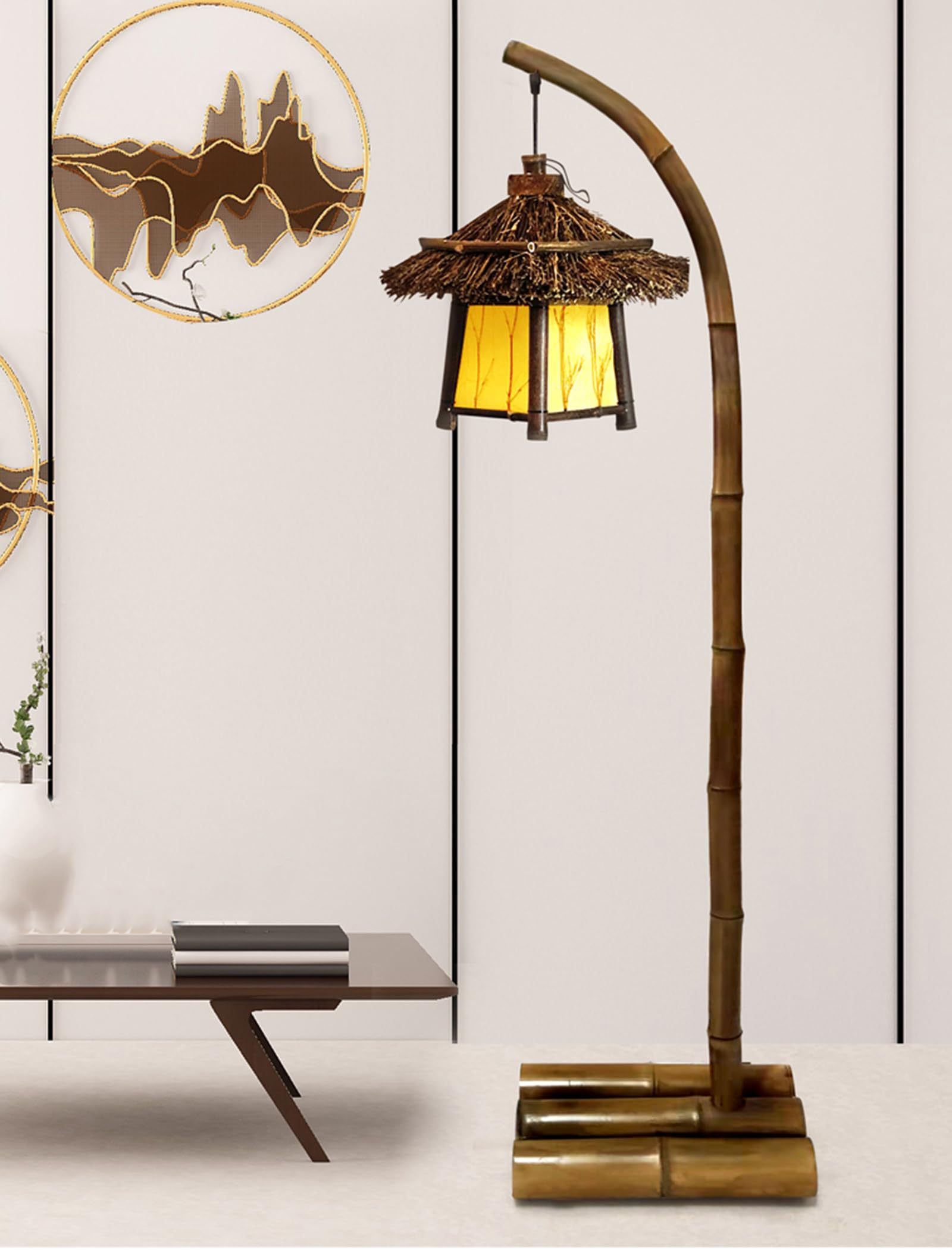 Możliwość przyciemniania lampy podłogowej, łukowe lampy podłogowe do salonu nowoczesna lampa stojąca, nowa lampa podłogowa w stylu chińskim z retro przyjazna dla środowiska do salonu, sypialni, patio