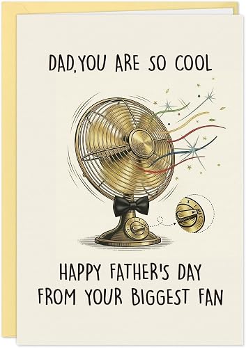 FLYAB Happy Fathers Day Card for Dad - Fathers Day Card for Cool Daddy from Kids, Your Biggest Fan Kids,Humorous Gift with Gold Envelope Sticker(5.5"x 8")