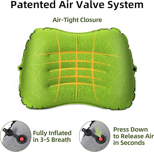 Miniatura 3 de Crisonky Almohada inflable para acampar - Almohadas de viaje para mochileros y avión, apoyo lumbar 2.0 almohadas inflables, ultraligeras