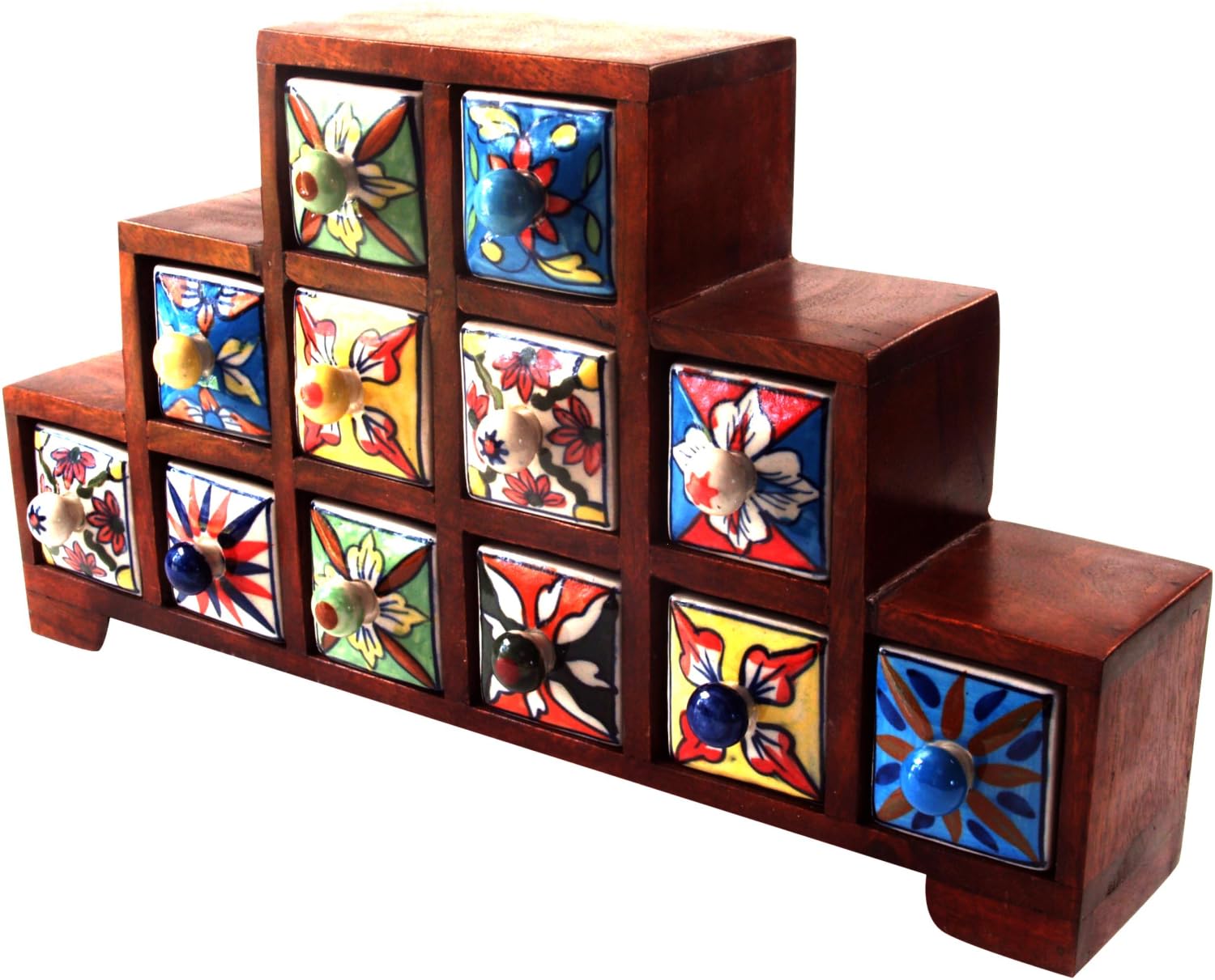 Guru-Shop Armadio per Farmacia con Cassetti Colorati in Keramink - 2,4,6 Scomparti, Marrone, 25x44x9 cm, Lattine, Scatole Cofanetti