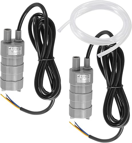Paquete de 2 motores sumergibles de bomba de agua de CC de cabeza alta para estanque, acuario, fuente de pecera 10LMin 600LH DC12V 1.2A con tubo de