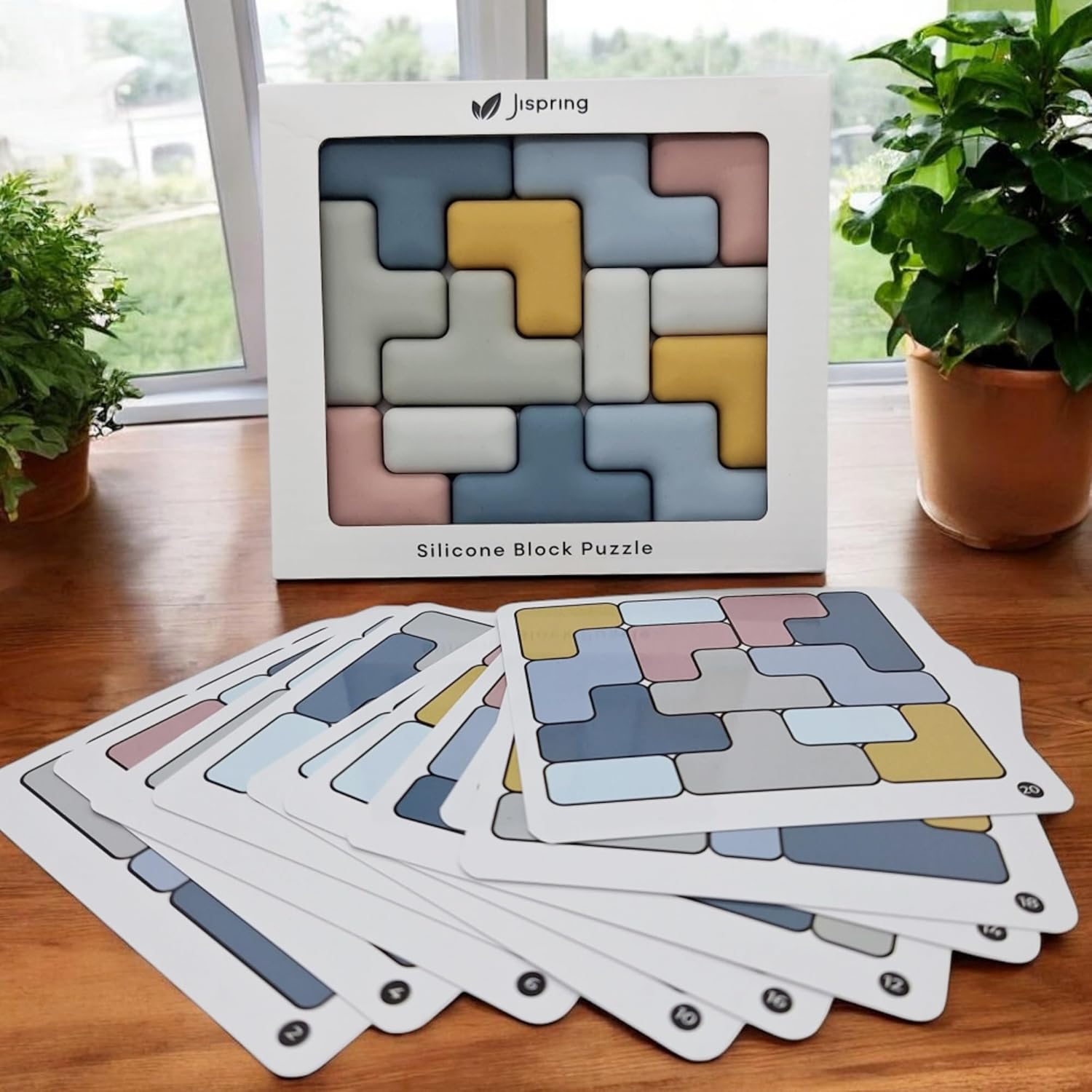 Jispring Silicone Tetris Puzzles with Templates, Montessori STEM Educational Sensory Toy for Kids, Intelligence Brain Teaser, Block Jigsaw Puzzle, 3D Russian Building Games image 2 of 9 B0F4R9KQG2