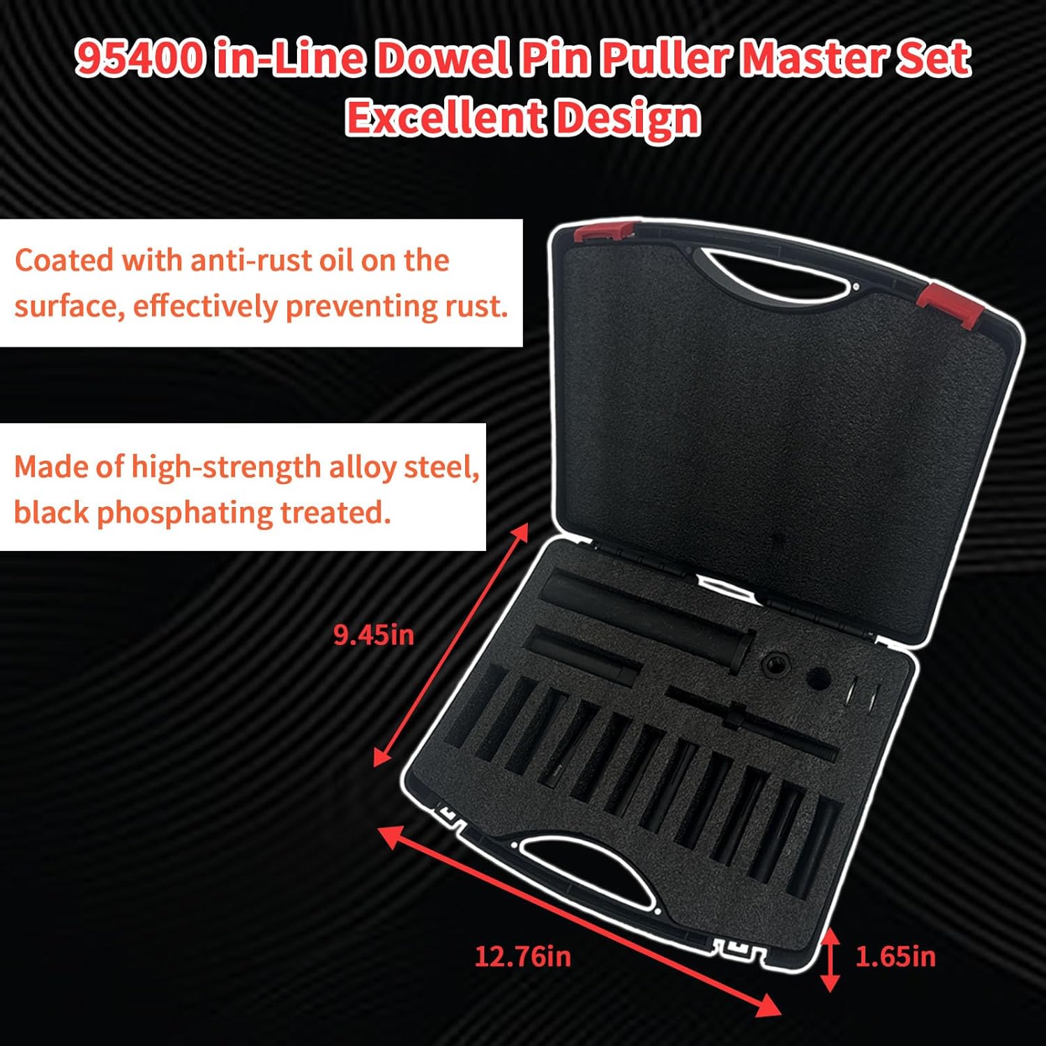 95400 in-Line Dowel Pin Puller Master Set, Includes Both SAE and Metric Collets, 18 PCS Efficient and Time-Saving Dowel Pin Puller Tool