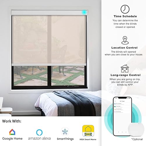 Miniatura 4 de Changshade Persianas enrollables solares motorizadas de tamaño personalizado para ventanas, persianas enrollables inalámbricas con filtro de luz