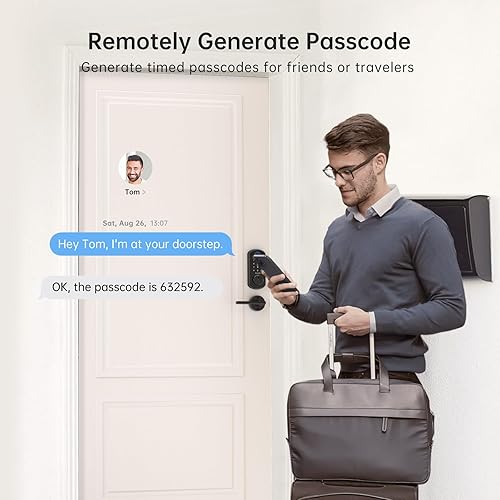 Miniatura 5 de Cerradura de puerta inteligente WiFi Hornbill - Cerradura frontal sin llave - Hornbill - Cerradura electrónica de huella digital con cerradura