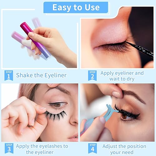 Miniatura 6 de Kit de pestañas magnéticas, pestañas magnéticas de larga duración y reutilizables, aspecto natural, pestañas postizas con delineador magnético y