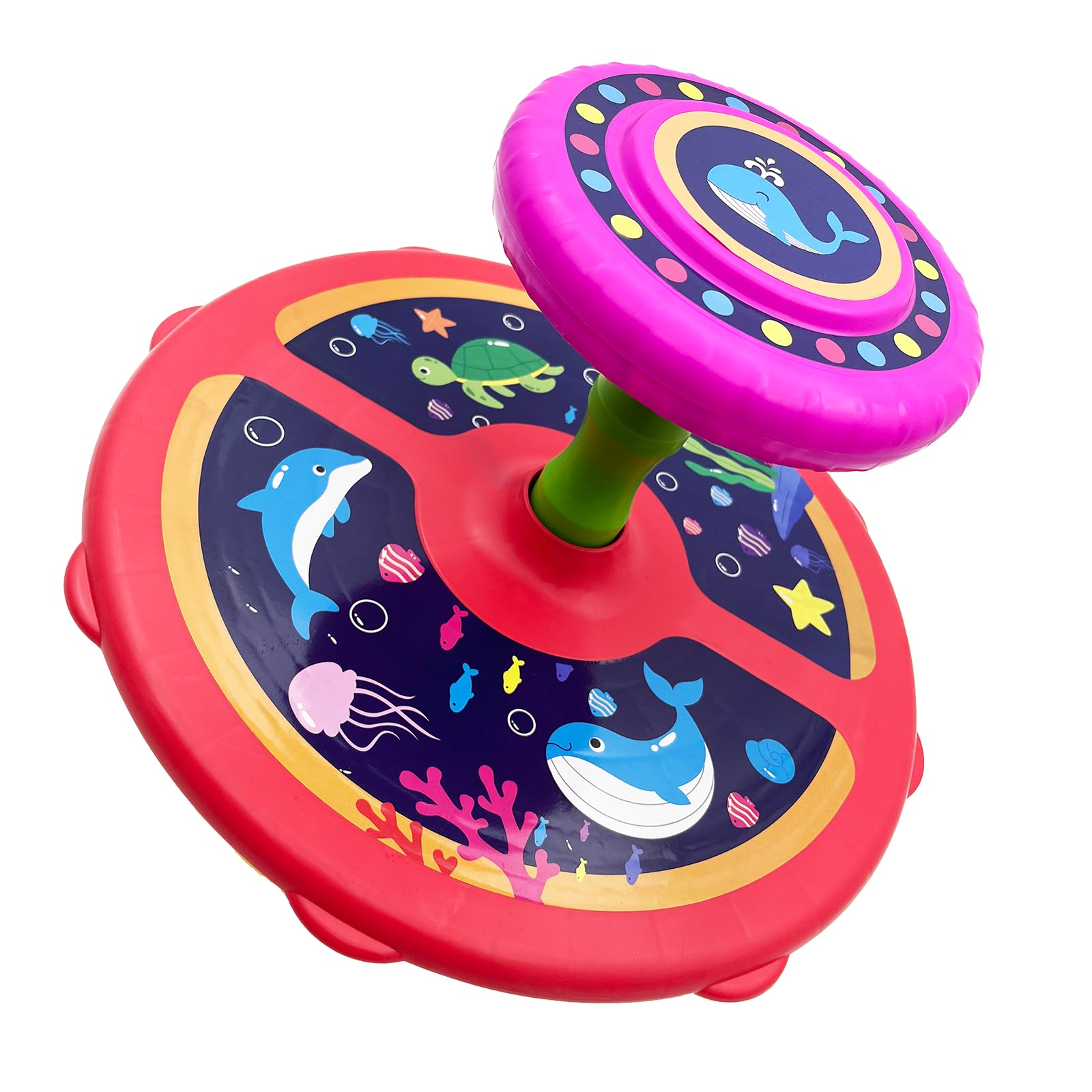 1, 2, 3, 4Year Old children's 360 ° rotating seat toy, Children's Day gift, boys and girls' birthday gift, ocean style, sitting and rotating toy, Toddler Toys Early Development&amp;Activity Toys (Red)
