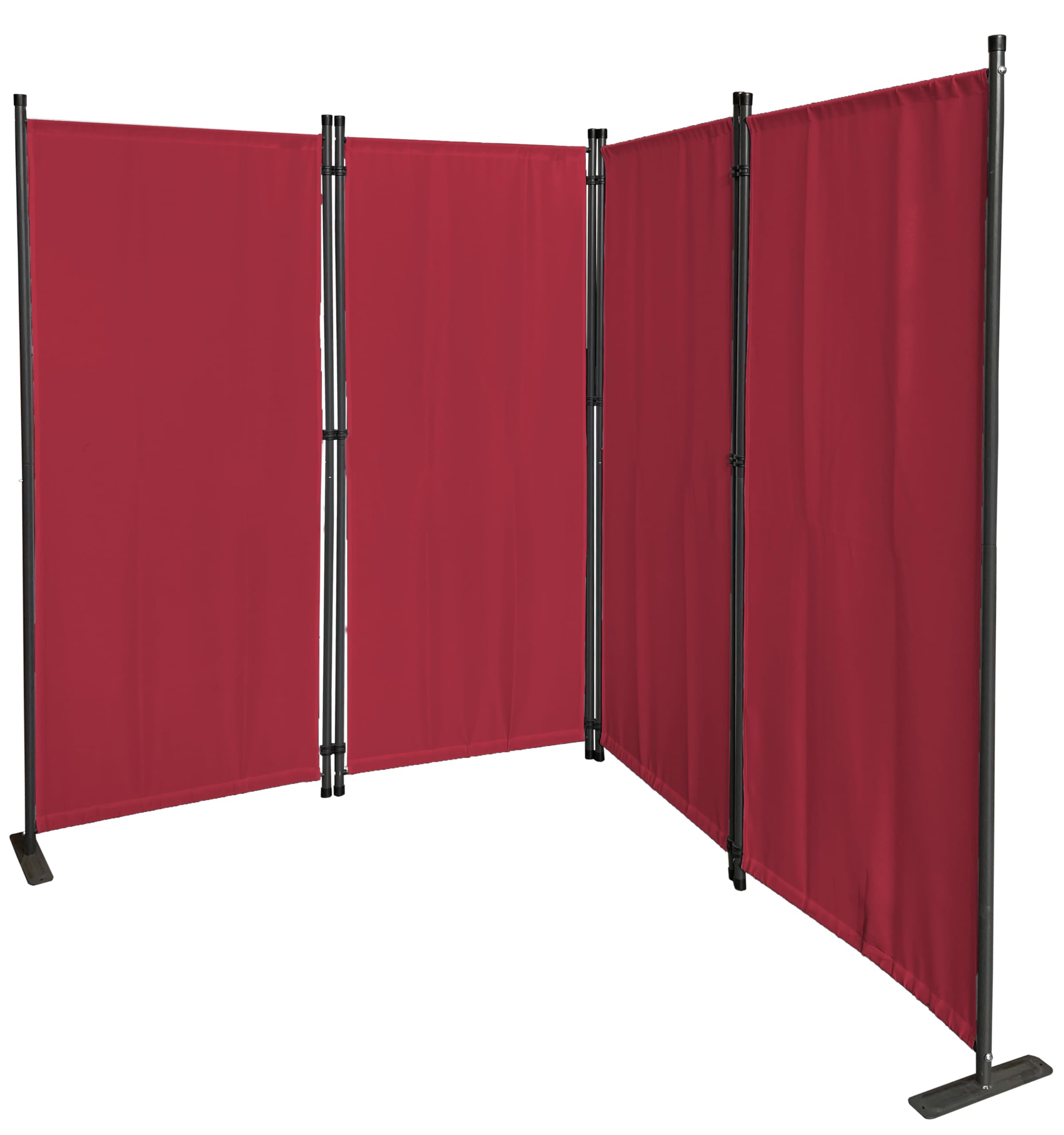 QUICK STAR Paravent 4 Teilig 165 x 220 cm Rubinrot - Garten & Balkon Sichtschutz Stellwand Innen & Außen - Raumteiler Trennwand Faltbar Blickdicht & Wetterfest