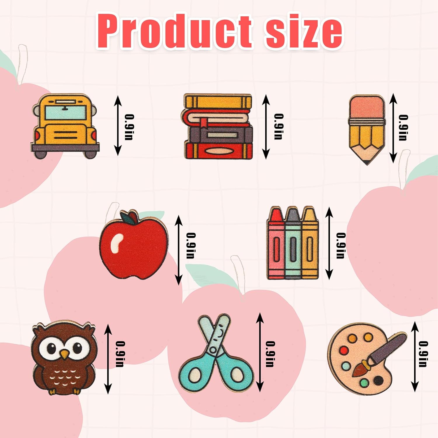 Whaline 8 Pairs Teacher Earring Studs School Bus Pencil Apple Owl Wood Earrings Cute Back to School Wooden Earrings for Women Girls First Day of School Party Jewelry Gift Accessories - Image 2