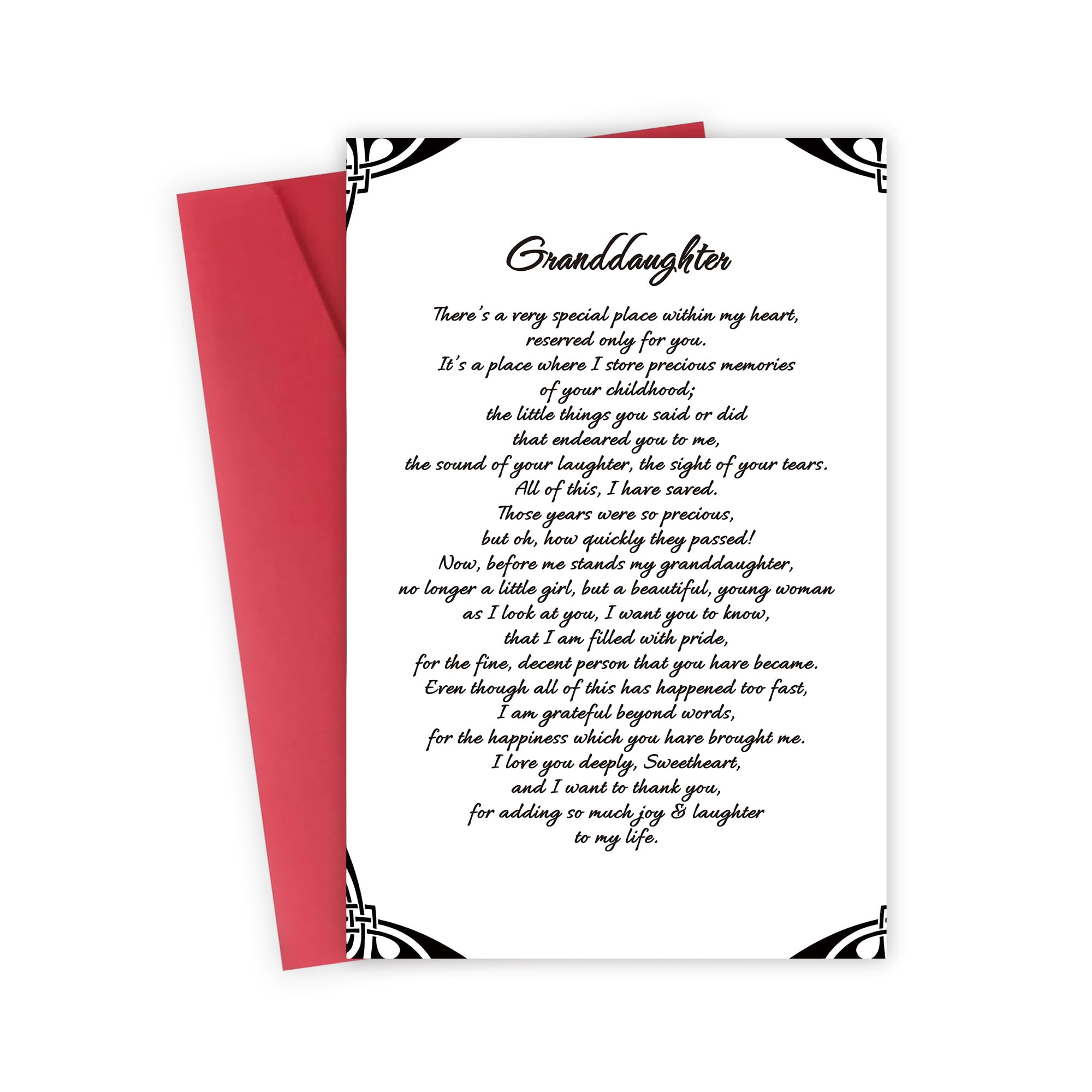 FSSDAS Cherished Granddaughter Birthday Card with Envelope, Happy Birthday Gifts for Granddaughter, Ideal for Collecting Memories, Includes Red
