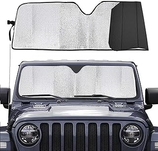 Big Ant Windshield Sun Shade,Car Sunshade for Jeep Wrangler Rubicon Sahara TJ JK JKU 2 & 4 Door-Blocks UV Rays Sun Visor Shield,Front Window Sun Shade Keeps Vehicle Cool
