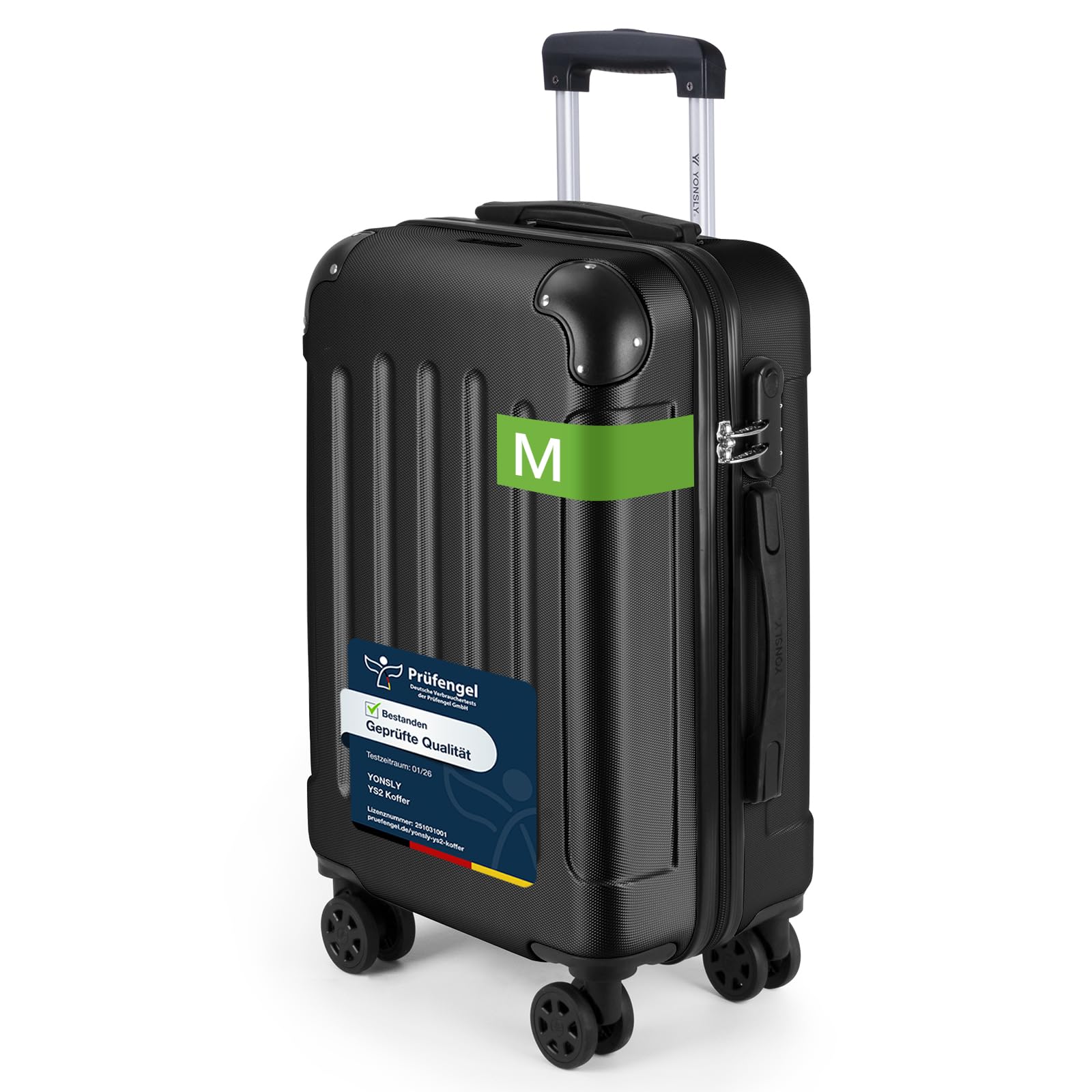 YONSLY Trolley Koffer Set, Reisekoffer, Rollkoffer Handgepäck, Kabinkoffer Suitcase, Gepäckset mit 360° Rollen, Hartschalenreisekoffer, Zahlenschloss, Gummigriff
