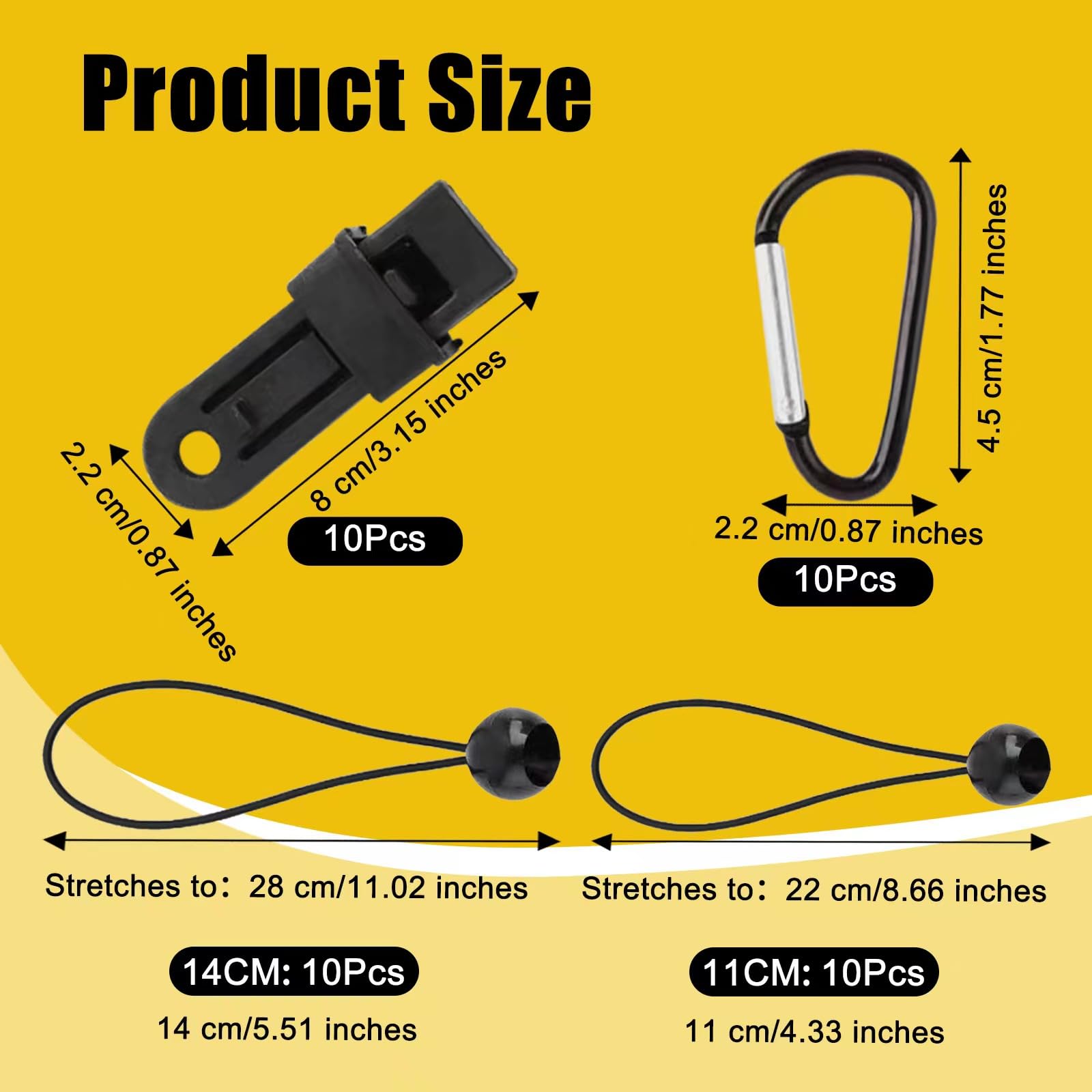 20 Universal Elastic Ball Ties Set, UV Resistant Tarp Bungee Cord with Balls - Image 2