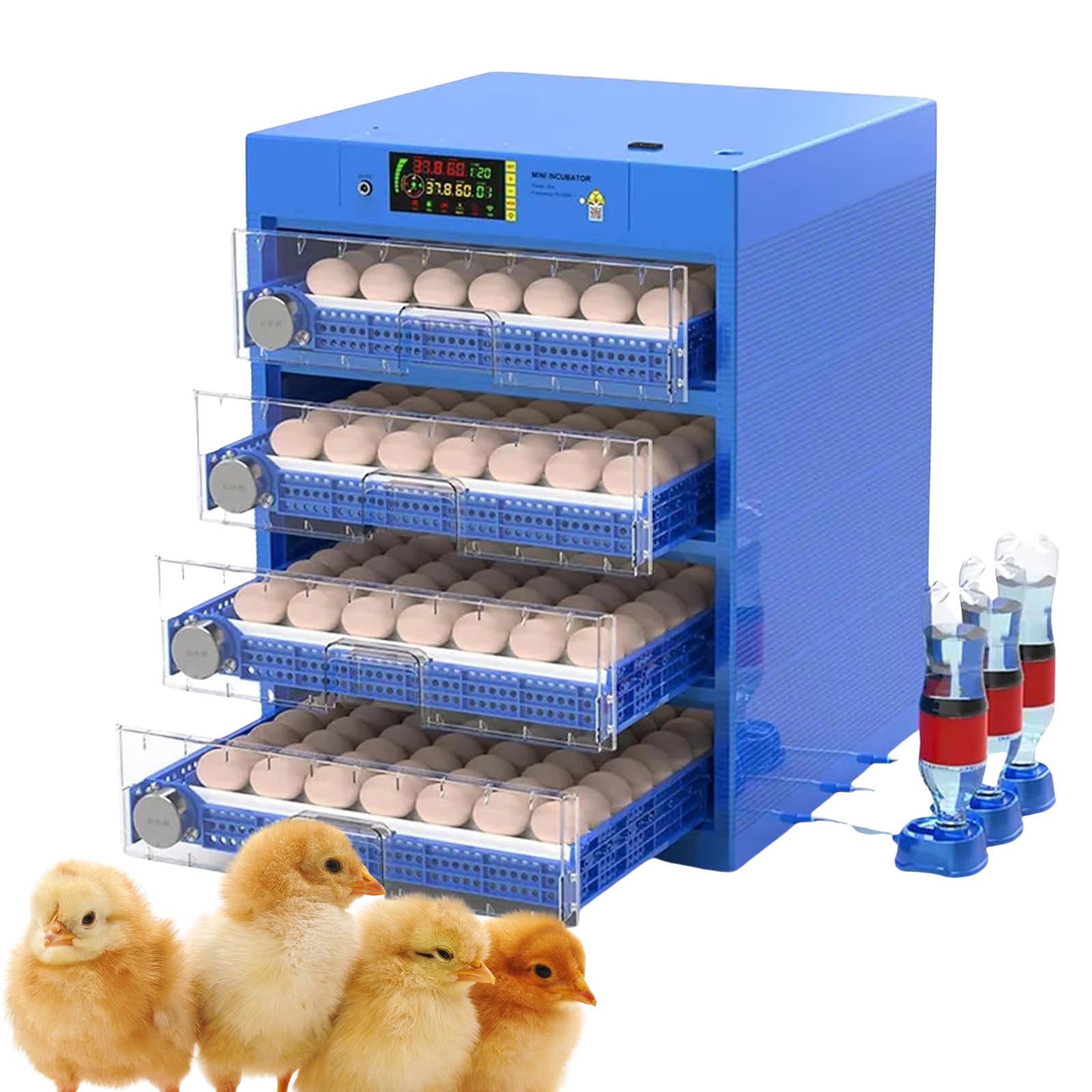 192-Egg Incubatrice digitale, Auto-Turner & Humidi Control. 37.5-38C Temp Precis. Dual Power 110V/12V Backup. C Coperchio Observat. Per pollo, anatra, pollame da cova