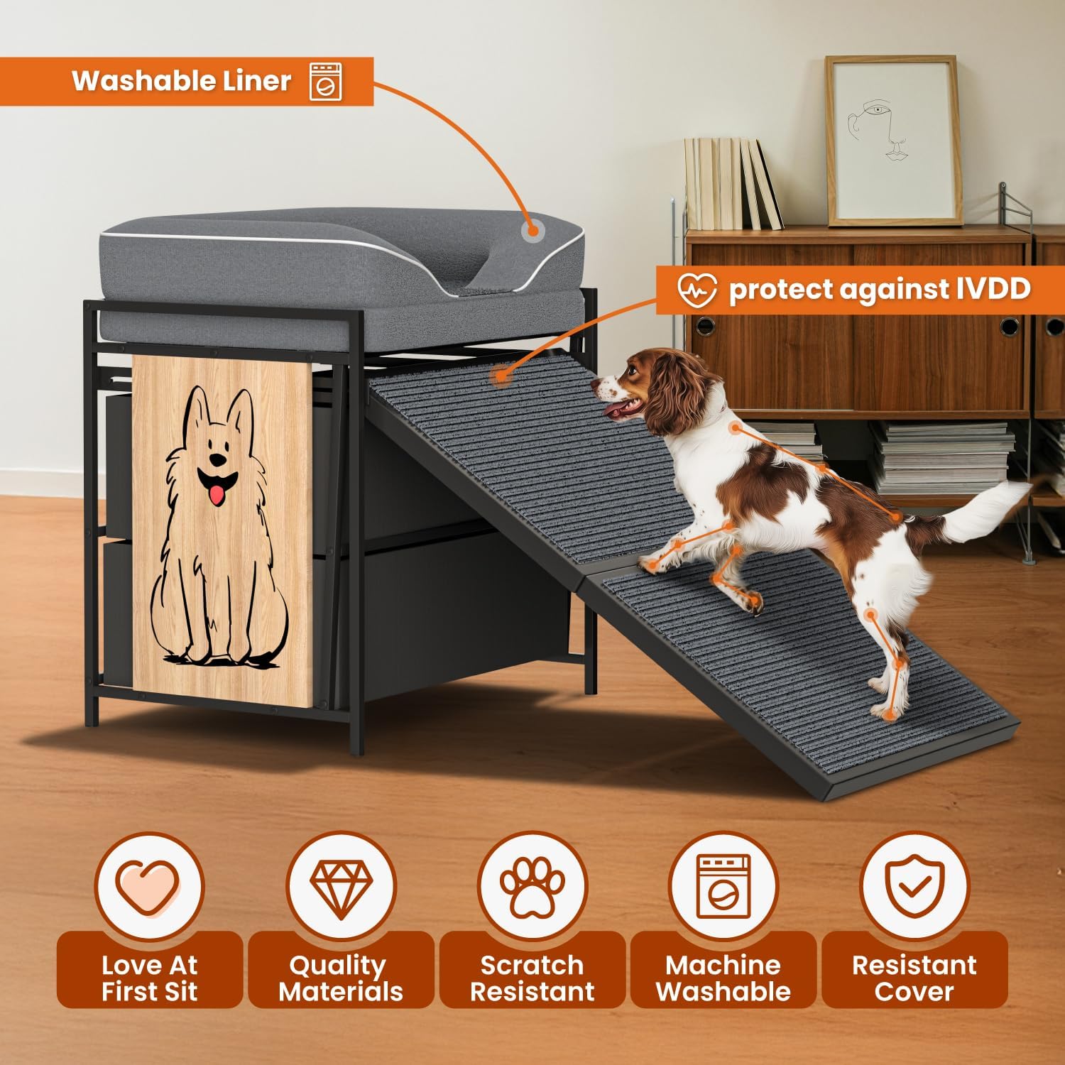 Pet Window Perch with Sofa for Dog&Cat,Dog Window Seat for Home Elevated Dog Bed,Indoor Dog Perch with Anti-Slip Ramp and Storage Pet Window Perch with Sofa for Dog&Cat,Dog Window Seat for Home Elevated Dog Bed,Indoor Dog Perch with Anti-Slip Ramp and Storage