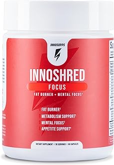Inno Shred Focus Day Time Fat Burner, 100mg Capsimax, Grains of Paradise, Organic Caffeine, Green Tea Extract, Appetite Suppressant, Weight Loss Support, 60 Veggie Capsules (60 Capsules, with Focus)