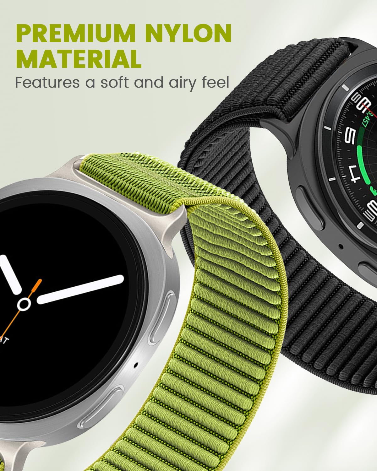 Cinturino sportivo in nylon compatibile con Samsung Galaxy Watch 8 40 mm/44 mm, 2025, morbido cinturino di ricambio regolabile per Galaxy Watch 8 Classic 46 mm donne uomini