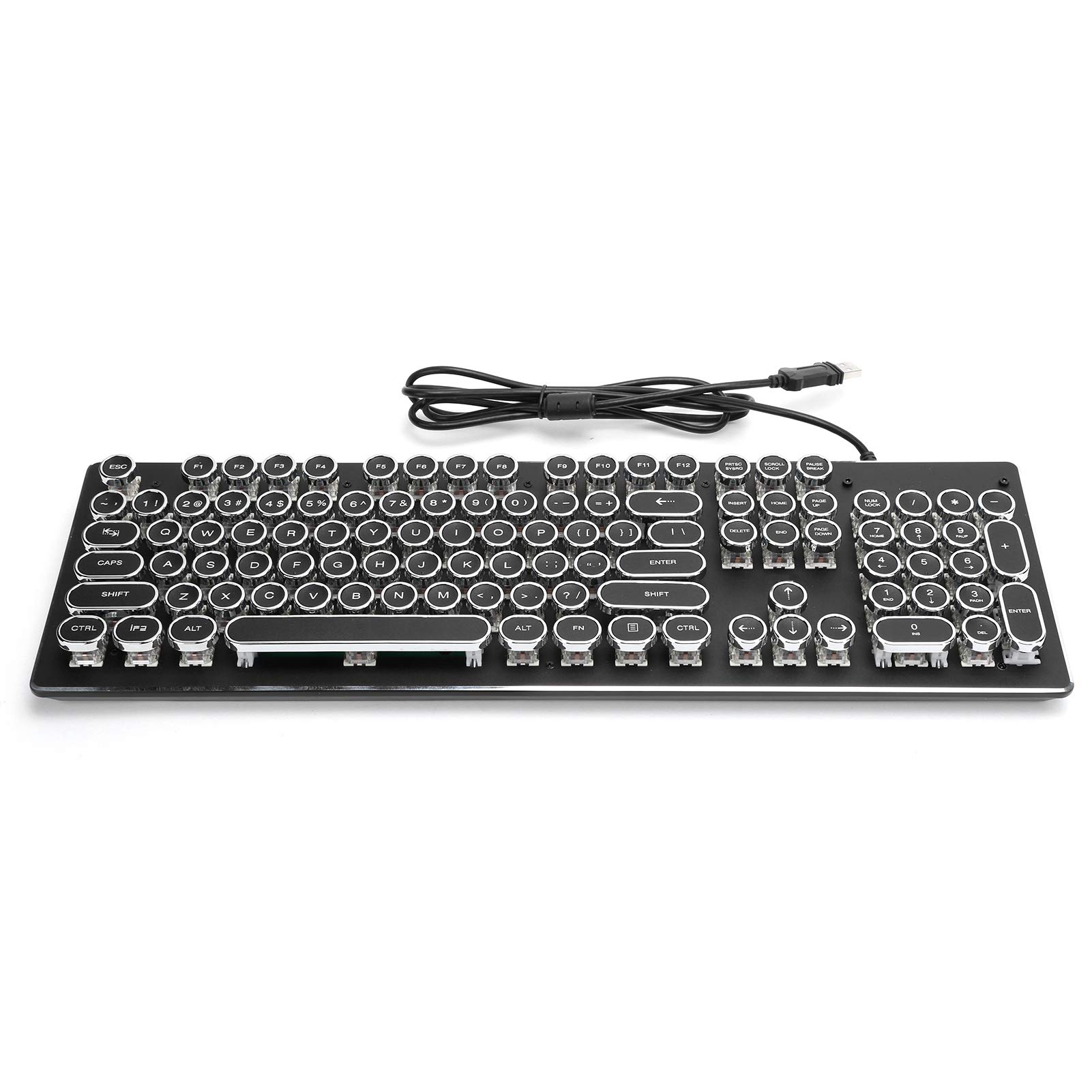 Tastiera da Gioco Tastiera Meccanica retrò Cablata Tasto a Luce Mista Fare su Interruttore Verde Tastiera a Luce Soffusa per Giochi Esports, Tastiera Wireless per PC (BLACK)