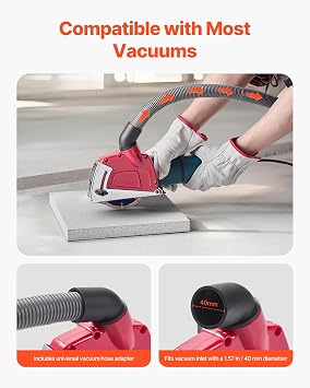 Vevor アングルグラインダー用カッティングダストシュラウド ユニバーサル4-5インチ アングルグラインダー ダストシュラウド クランプワッシャー6個付き 調節可能な切削深さ 掃除機に接続 木製コンクリートウォールストーン用