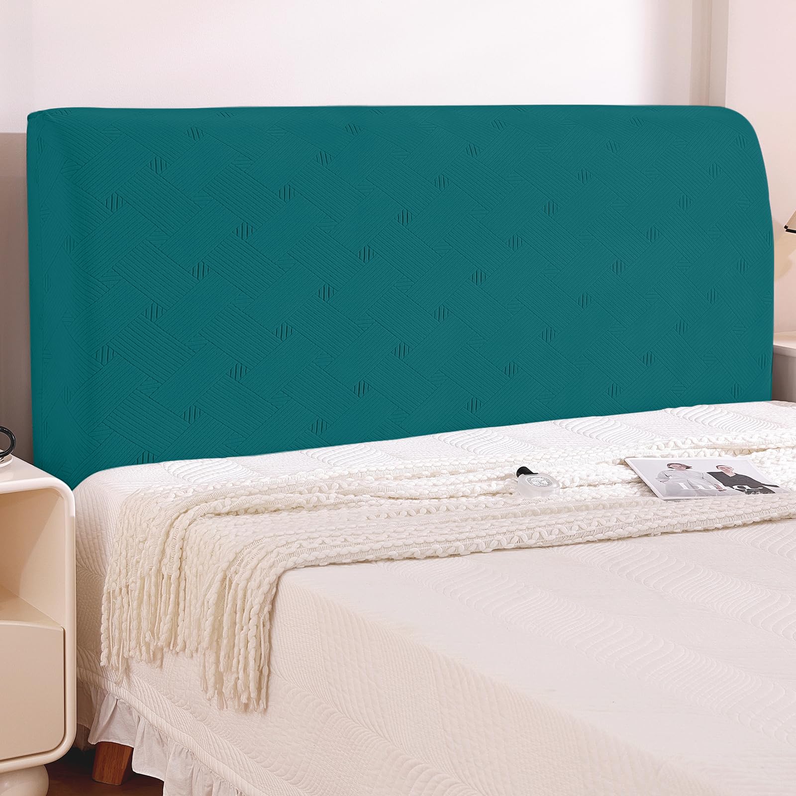 CAIJIN Beschermhoes voor het hoofdbord van het bed, zachte stretch, fluweel, stofdicht, stofdichte beschermhoes voor gevoerd hoofdeinde, fluwelen stof (200-220 cm, king), grijs