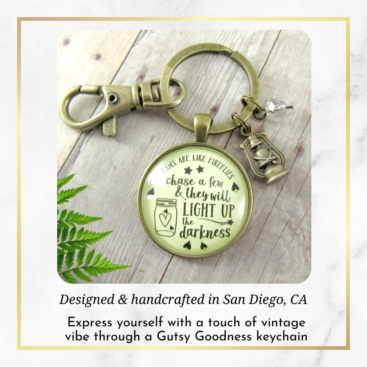 Gutsy Goodness Southern Theme Keychain Handmade Sentimental Message Jewelry Key Ring Fob Purse Clip, Gift Box