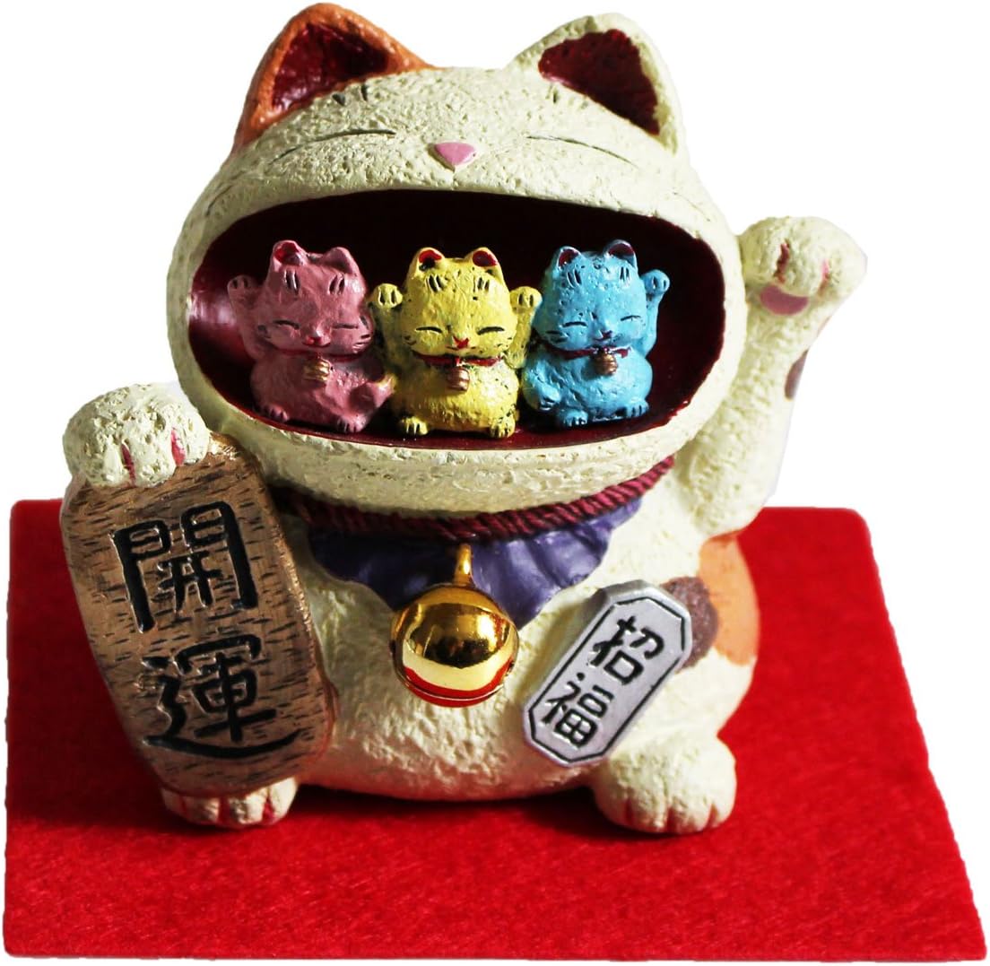 Japanese Maneki Neko Beckoning Cat Lucky Cat Figurine in the mouth