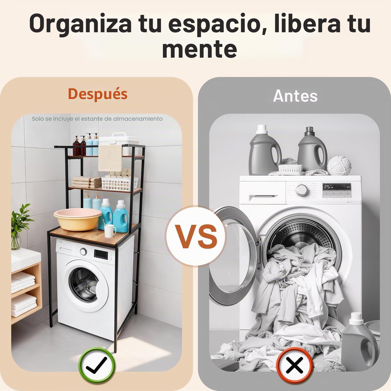 Estante para lavadora y secadora con 3 niveles, estante para lavadora, estantes para lavadoras, cubiertas protectoras, amplio espacio de almacenamiento, para baño, lavandería, balcones