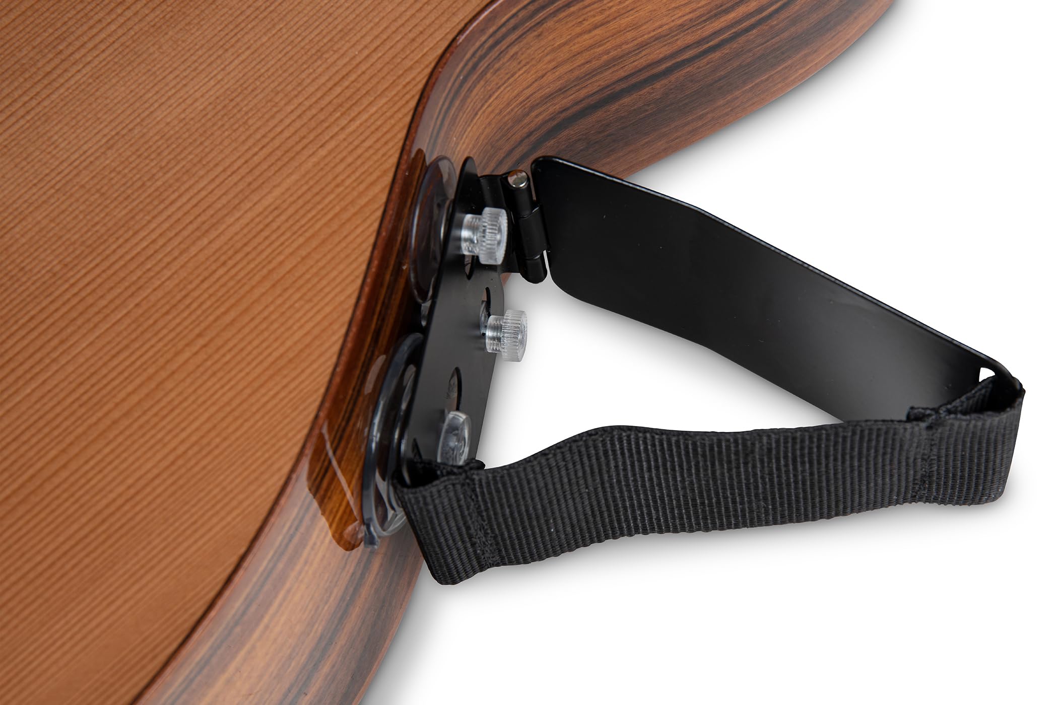 GEWA Tenor Guitar Support - Foldable Metal - Narrow, also for flat ribs- Sewn Webbing - Black - Image 4
