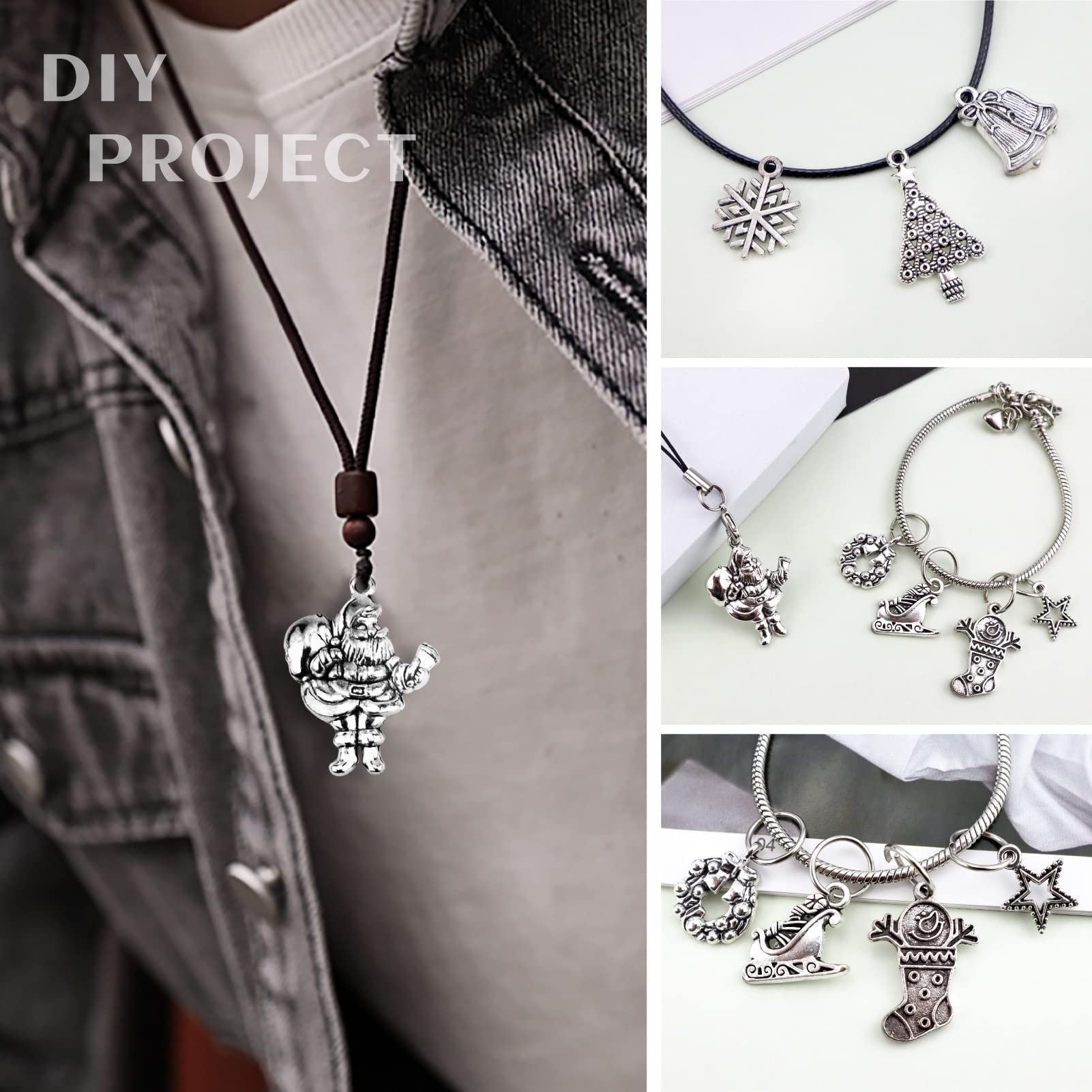 Encantos de Navidad, al por mayor a granel lotes de Navidad encanto mezclado tibetano plata metal colgantes DIY para la fabricación de joyas artesanías adornos 6