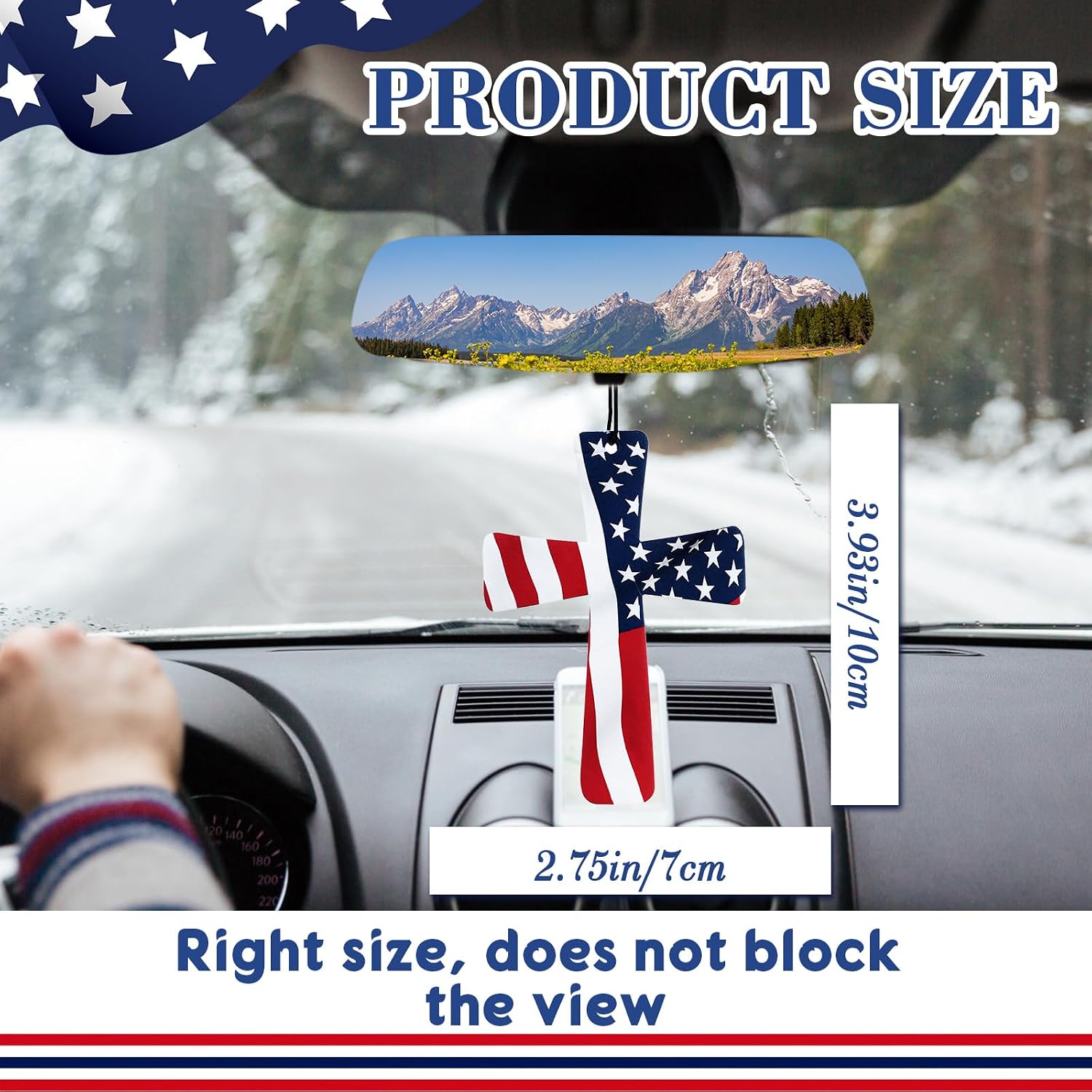 Siifert 12 Pcs 4th of July Ornaments for Tree American Flag Patriotic Cross Air Fresheners Christian USA Flag Decorations for 250th Anniversary Memorial Day Independence Fathers Gift