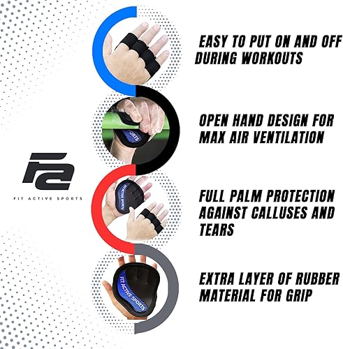 Miniatura 3 de Fit Active Sports Guantes de entrenamiento para gimnasio - Agarres duraderos de gimnasio y almohadillas de agarre - Acolchado de goma para evitar