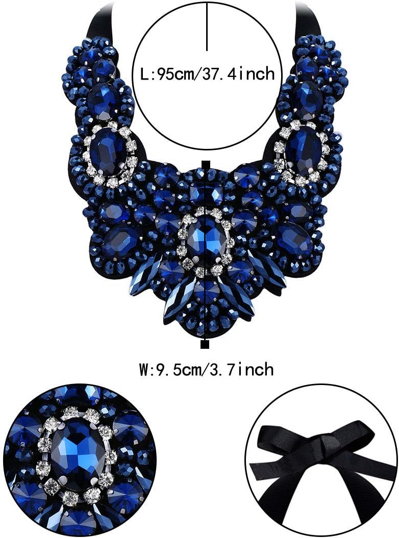 Flyonce Rhinestone Crystal Bib Chunky Collar Statement Necklace for Women Costume Jewelry - Image 6